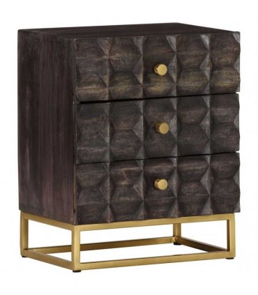 vidaXL Bed Cabinet Black 40x30x50 cm Solid Mango Wood