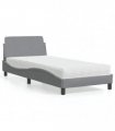 vidaXL Bed with Mattress "Dover" Light Grey Single Fabric