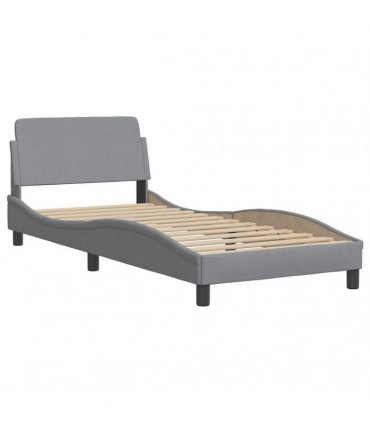 vidaXL Bed with Mattress "Dover" Light Grey Single Fabric