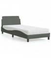 vidaXL Bed with Mattress "Dover" Dark Grey Single Fabric