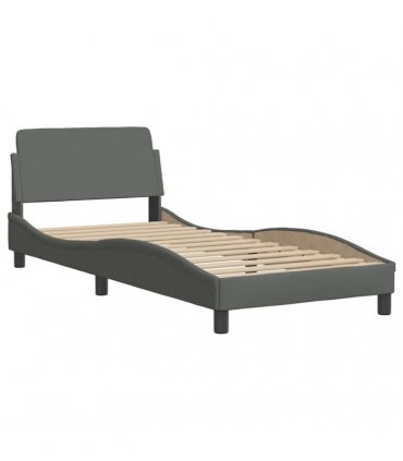 vidaXL Bed with Mattress "Dover" Dark Grey Single Fabric