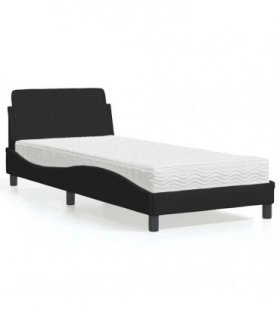 vidaXL Bed with Mattress "Dover" Black Single Fabric
