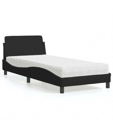 vidaXL Bed with Mattress "Dover" Black Single Fabric