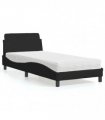vidaXL Bed with Mattress "Dover" Black Single Fabric