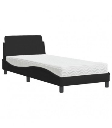 vidaXL Bed with Mattress "Dover" Black Single Fabric