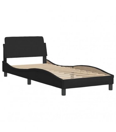 vidaXL Bed with Mattress "Dover" Black Single Fabric