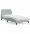 vidaXL Bed with Mattress "Dover" Light Grey Single Velvet