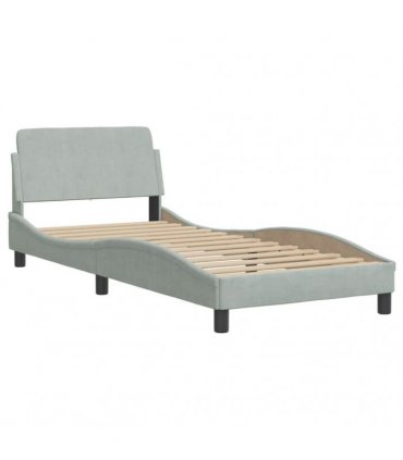 vidaXL Bed with Mattress "Dover" Light Grey Single Velvet
