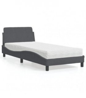 vidaXL Bed with Mattress "Dover" Dark Grey Single Velvet