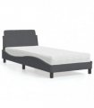 vidaXL Bed with Mattress "Dover" Dark Grey Single Velvet