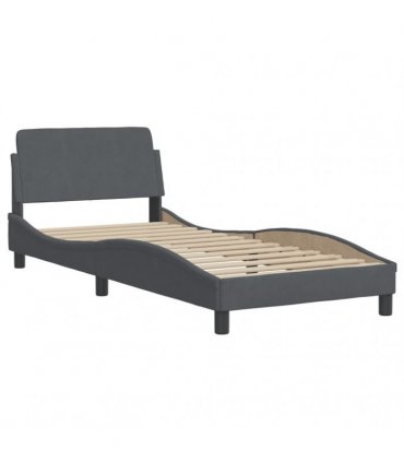vidaXL Bed with Mattress "Dover" Dark Grey Single Velvet