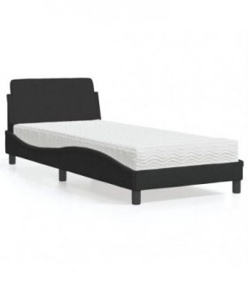 vidaXL Bed with Mattress "Dover" Black Single Velvet