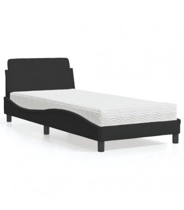 vidaXL Bed with Mattress "Dover" Black Single Velvet