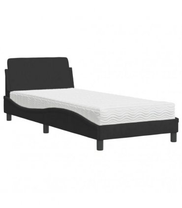 vidaXL Bed with Mattress "Dover" Black Single Velvet