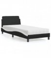 vidaXL Bed with Mattress "Dover" Black and White Single Faux Leather
