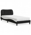 vidaXL Bed with Mattress "Hvar" Black and White 90x190 cm Faux Leather