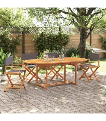 vidaXL 4 Piece Folding Chairs Dark Grey Fabric