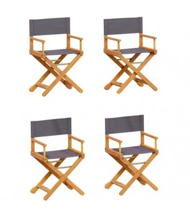 vidaXL 4 Piece Folding Chairs Dark Grey Fabric