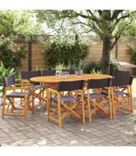 vidaXL 8 Piece Folding Chairs Dark Grey Fabric