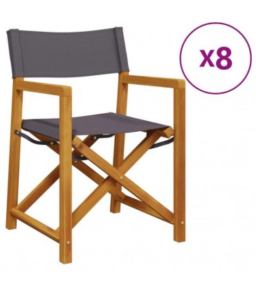 vidaXL 8 Piece Folding Chairs Dark Grey Fabric