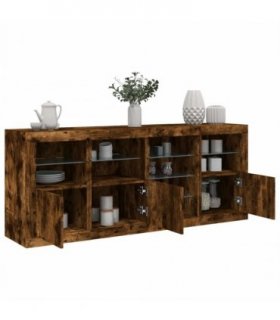 vidaXL Sideboard with LED Lights Smoked Oak 164x37x67 cm