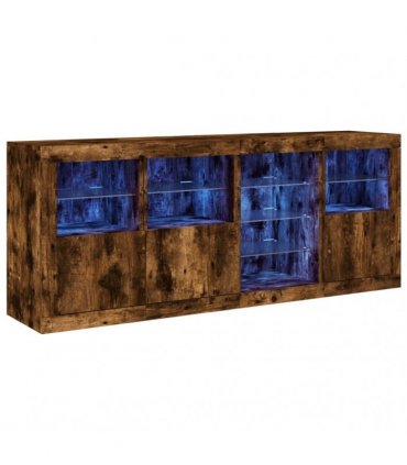 vidaXL Sideboard with LED Lights Smoked Oak 164x37x67 cm