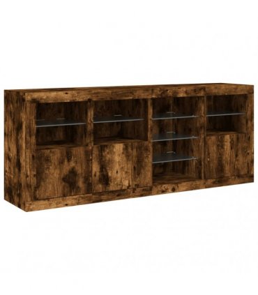 vidaXL Sideboard with LED Lights Smoked Oak 164x37x67 cm