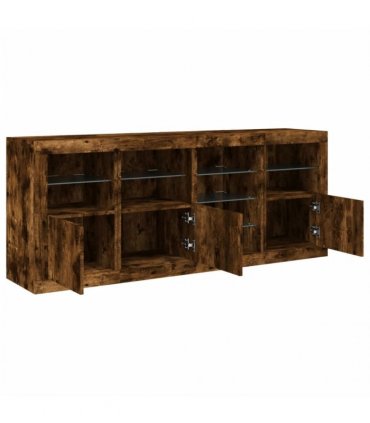 vidaXL Sideboard with LED Lights Smoked Oak 164x37x67 cm