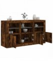 vidaXL Sideboard with LED Lights Smoked Oak 123x37x67 cm