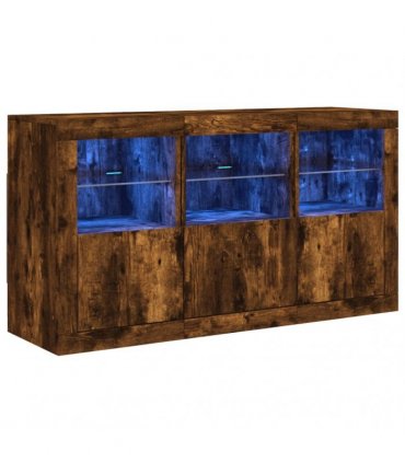 vidaXL Sideboard with LED Lights Smoked Oak 123x37x67 cm