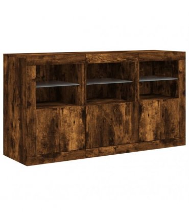 vidaXL Sideboard with LED Lights Smoked Oak 123x37x67 cm