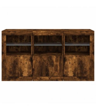 vidaXL Sideboard with LED Lights Smoked Oak 123x37x67 cm