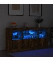 vidaXL Sideboard with LED Lights Smoked Oak 142,5x37x67 cm