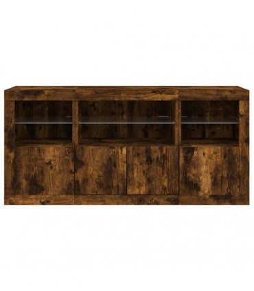 vidaXL Sideboard with LED Lights Smoked Oak 142,5x37x67 cm
