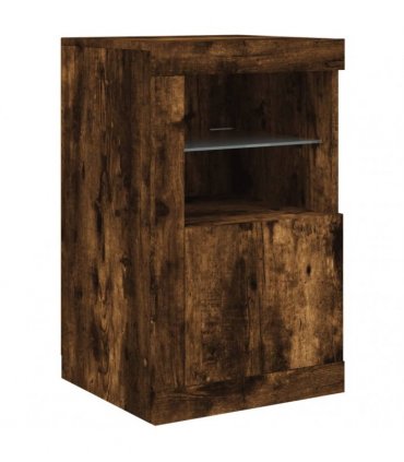 vidaXL Sideboard with LED Lights Smoked Oak 142,5x37x67 cm