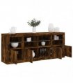 vidaXL Sideboard with LED Lights Smoked Oak 163x37x67 cm