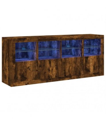 vidaXL Sideboard with LED Lights Smoked Oak 163x37x67 cm