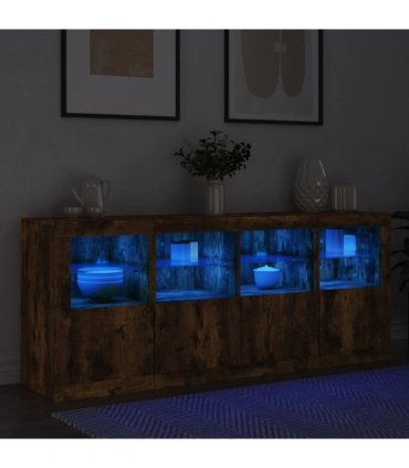 vidaXL Sideboard with LED Lights Smoked Oak 163x37x67 cm