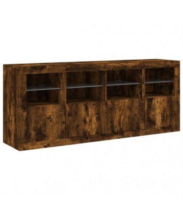 vidaXL Sideboard with LED Lights Smoked Oak 163x37x67 cm