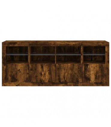 vidaXL Sideboard with LED Lights Smoked Oak 163x37x67 cm