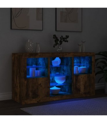 vidaXL Sideboard with LED Lights Smoked Oak 123x37x67 cm