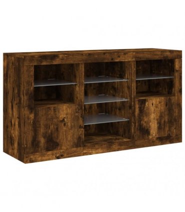 vidaXL Sideboard with LED Lights Smoked Oak 123x37x67 cm