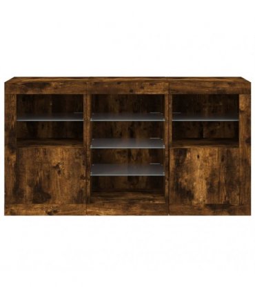 vidaXL Sideboard with LED Lights Smoked Oak 123x37x67 cm