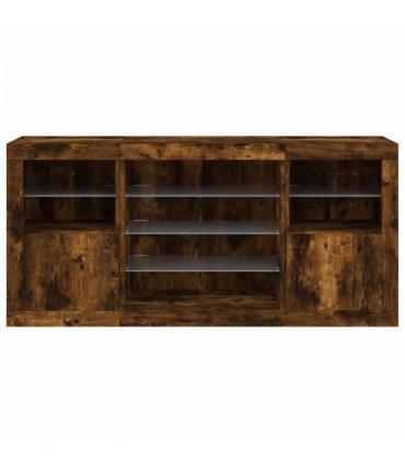 vidaXL Sideboard with LED Lights Smoked Oak 142,5x37x67 cm
