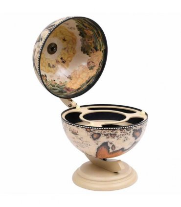 vidaXL Tabletop Globe Bar Wine Stand Eucalyptus Wood White