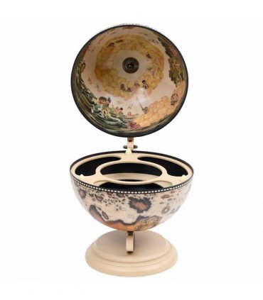 vidaXL Tabletop Globe Bar Wine Stand Eucalyptus Wood White