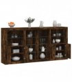 vidaXL Sideboard with LED Lights Smoked Oak 202x37x100 cm