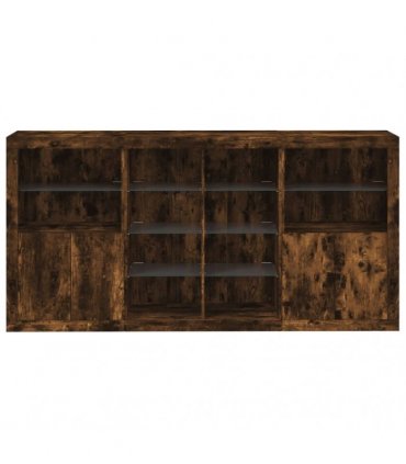 vidaXL Sideboard with LED Lights Smoked Oak 202x37x100 cm