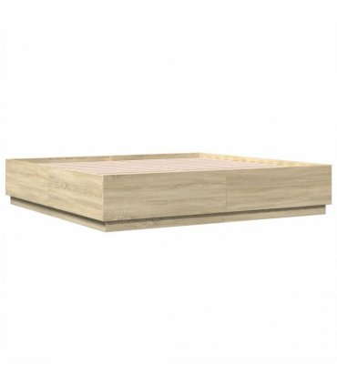 vidaXL Bed Frame with LED without Mattress Sonoma Oak 200x200 cm