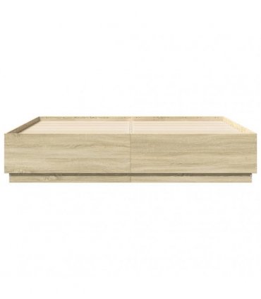 vidaXL Bed Frame with LED without Mattress Sonoma Oak 200x200 cm